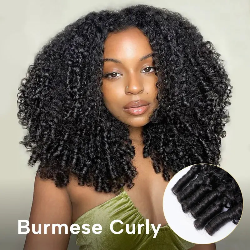 🔥Sale Happening Now:50% off Seamless Burmese Curly Flip Over Wig 3 IN 1 Wear Go Glueless Human Hair Wigs Draw-string Invisible Hairline Beginner Friendly Vacation Hair Wigs