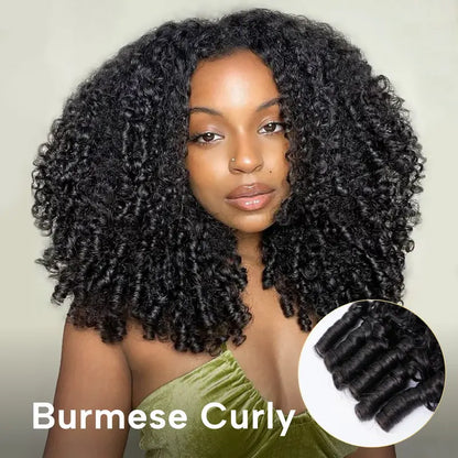 🔥Sale Happening Now:50% off Seamless Burmese Curly Flip Over Wig 3 IN 1 Wear Go Glueless Human Hair Wigs Draw-string Invisible Hairline Beginner Friendly Vacation Hair Wigs