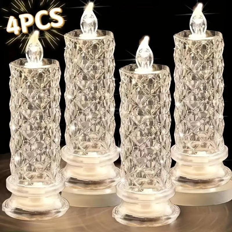 🎁LED Crystal Candle Lights- Romantic Tabletop Night Lights