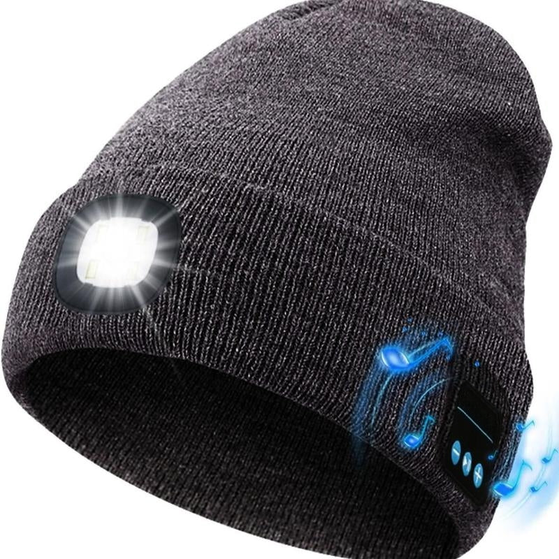 🔥LAST DAY 50% OFF🎁Unisex Bluetooth Knit Hat, Latest Model with 6 LED Lights and Wireless Earphones