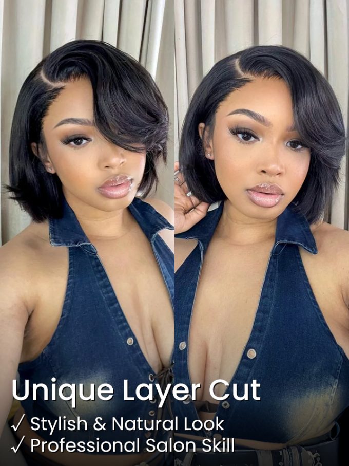 🔥80% OFF Today Only! Layer Cut Straight Short Bob Wig 13×4 HD Lace Pre-Everything Glueless Wig