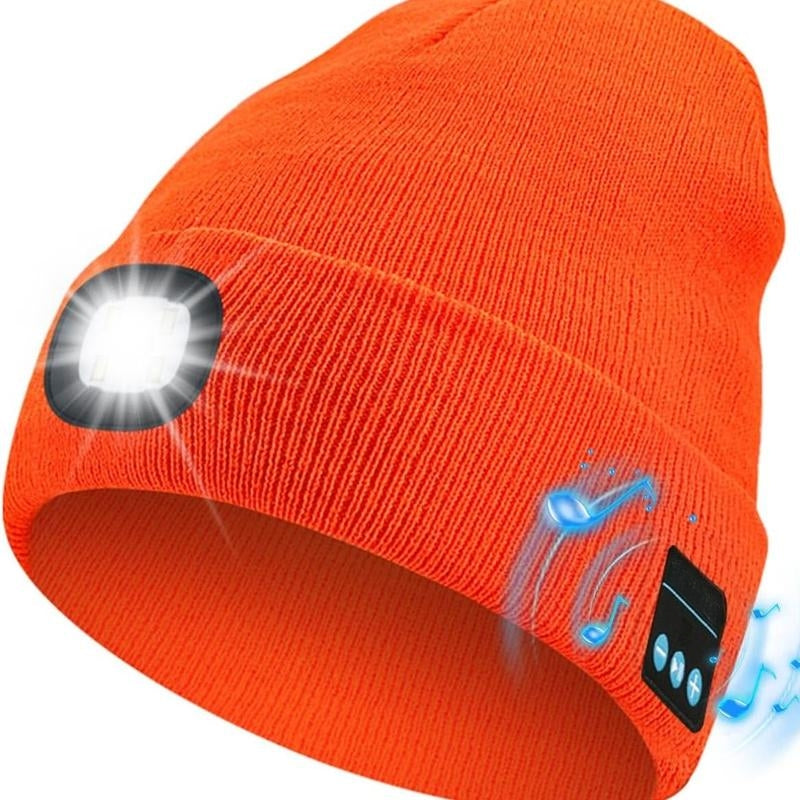 🔥LAST DAY 50% OFF🎁Unisex Bluetooth Knit Hat, Latest Model with 6 LED Lights and Wireless Earphones