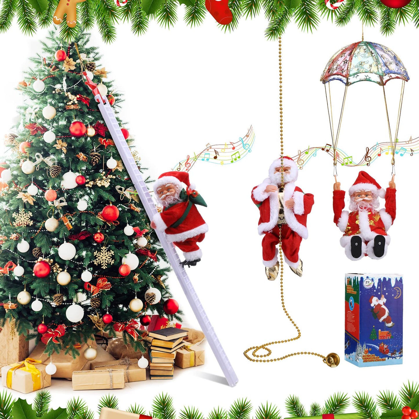 🔥 Start preparing now-Up to 50% OFF 🎄Electric Chimney Climbing Santa Claus Musical Toys